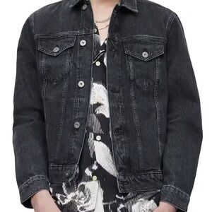 AllSaints Monza Denim Jacket in Washed Black
